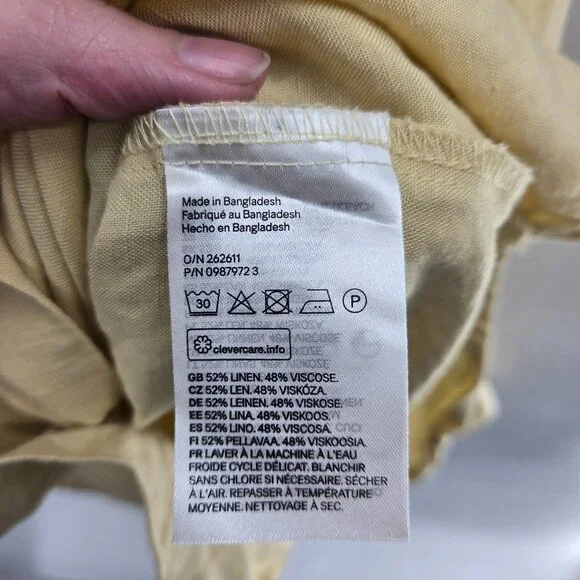 H&M Butter Yellow Linen Blend Long-Sleeve Button Down Shirt Small - Picture 7 of 8